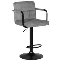 Стул барный DOBRIN KRUGER ARM BLACK, серый вельвет (LAR-E2041-25) Стул барный DOBRIN KRUGER ARM BLACK, серый вельвет (LAR-E2041-25)