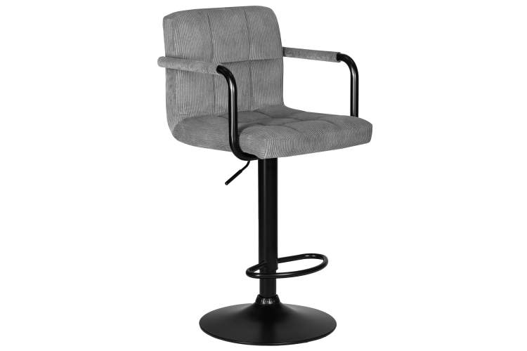 Стул барный DOBRIN KRUGER ARM BLACK, серый вельвет (LAR-E2041-25)-1