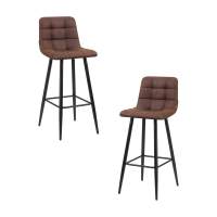 Набор 2 шт Стул барный DOBRIN NICOLE, черные матовые ножки, коричневая микрофибра (PK-03)