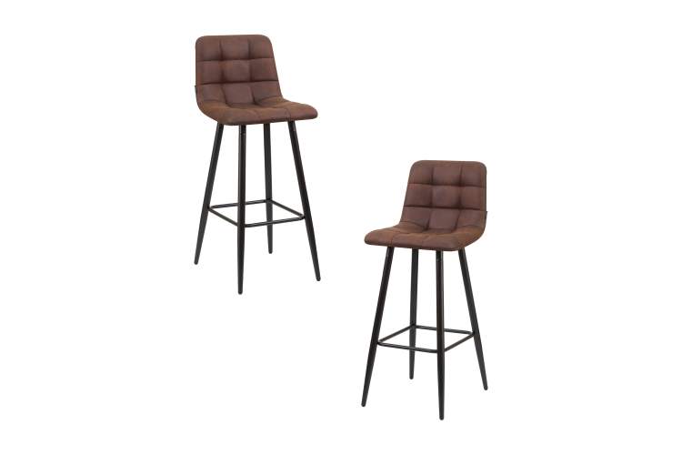 Набор 2 шт Стул барный DOBRIN NICOLE, черные матовые ножки, коричневая микрофибра (PK-03)