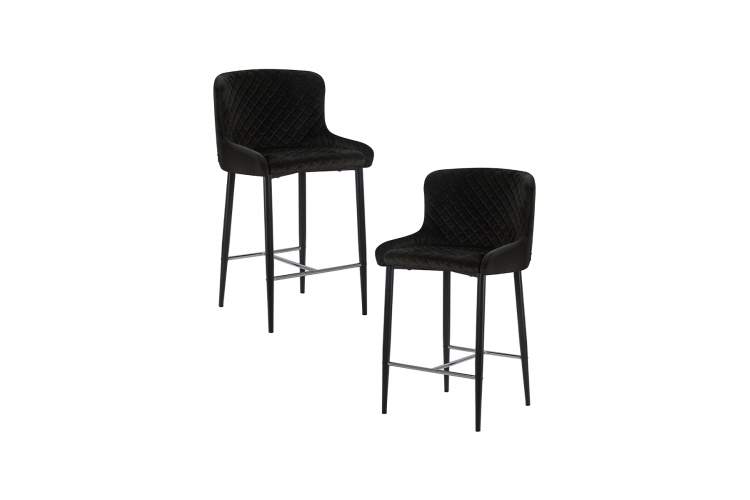 Набор 2 шт Стул полубарный DOBRIN CHRISTIAN'65, черные ножки, черный велюр (V108-77)