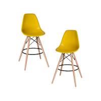 Набор 2 шт Стул барный DOBRIN DSW BAR, ножки светлый бук, цвет сиденья жёлтый (Y-01)