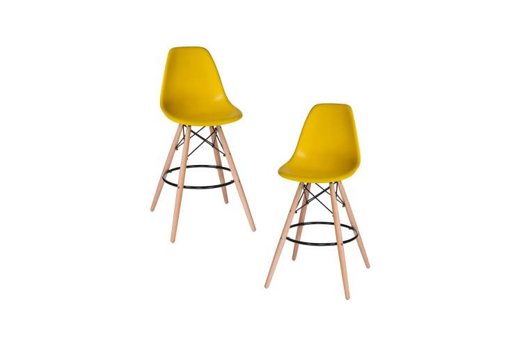 Набор 2 шт Стул барный DOBRIN DSW BAR, ножки светлый бук, цвет сиденья жёлтый (Y-01)