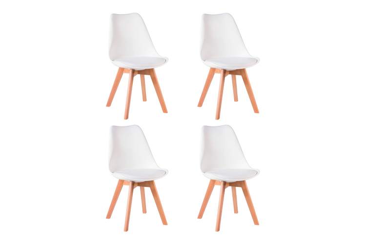 Набор 4 шт Стул обеденный DOBRIN JERRY SOFT, ножки светлый бук, цвет сиденья белый (W-02)