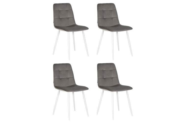 Набор 4 шт Стул обеденный DOBRIN CHILLY, Темно-серый Holland 18, основание белое