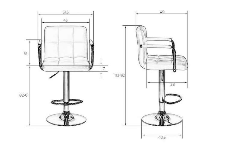 Стул барный DOBRIN KRUGER ARM BLACK, черный-9