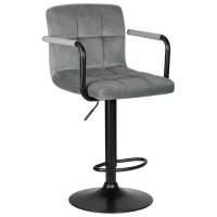 Стул барный KRUGER ARM BLACK, серый велюр (MJ9-75)