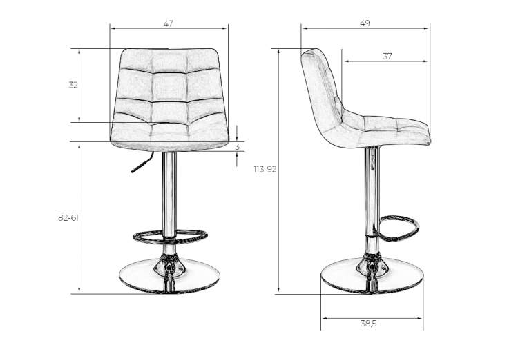 Набор 2 шт Стул барный DOBRIN TAILOR, синий велюр (MJ9-117)-7