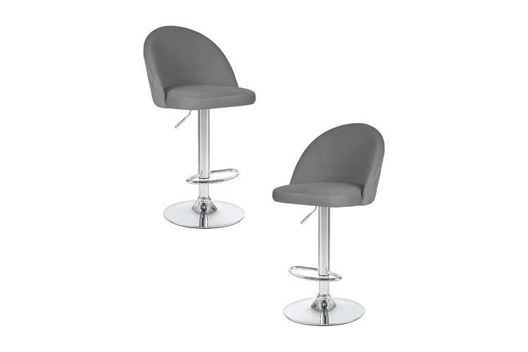 Набор 2 шт Стул барный DOBRIN MILANA, серый велюр (MJ9-75)