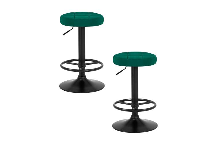 Набор 2 шт Табурет барный DOBRIN BRUNO BLACK, зеленый велюр (MJ9-88)