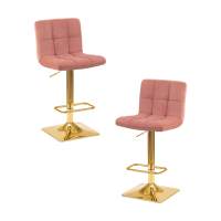 Набор 2 шт Стул барный DOBRIN GOLDIE, пудрово-розовый велюр (MJ9-32)
