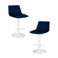 Набор 2 шт Стул барный DOBRIN TAILOR WHITE, синий велюр (MJ9-117)