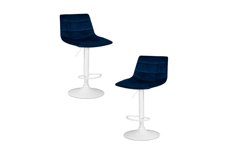 Набор 2 шт Стул барный DOBRIN TAILOR WHITE, синий велюр (MJ9-117)