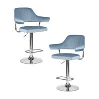 Набор 2 шт Стул барный DOBRIN CHARLY, пудрово-голубой велюр (MJ9-74)