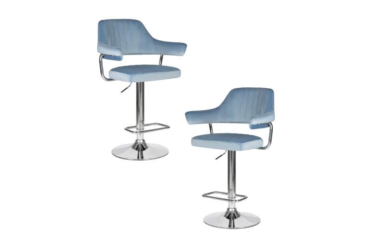 Набор 2 шт Стул барный DOBRIN CHARLY, пудрово-голубой велюр (MJ9-74)