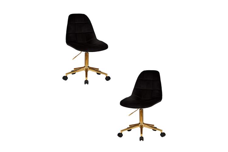 Набор 2 шт Офисное кресло для персонала DOBRIN MONTY GOLD, чёрный велюр (MJ9-101)