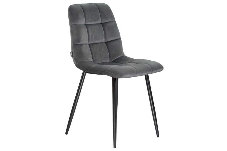 Стул обеденный DOBRIN ALEX, черные матовые ножки, темно-серый велюр (V108-91)-1