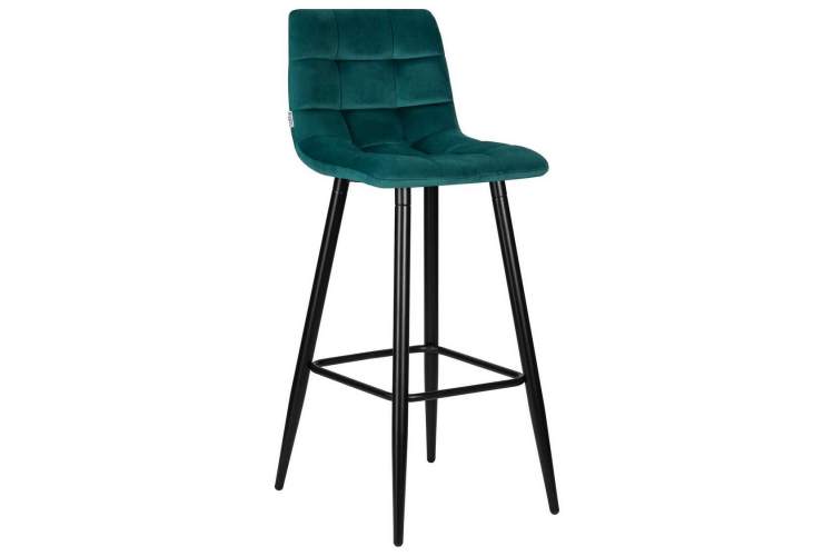 Стул барный DOBRIN NICOLE, черные матовые ножки, морской волны велюр (108-119)
