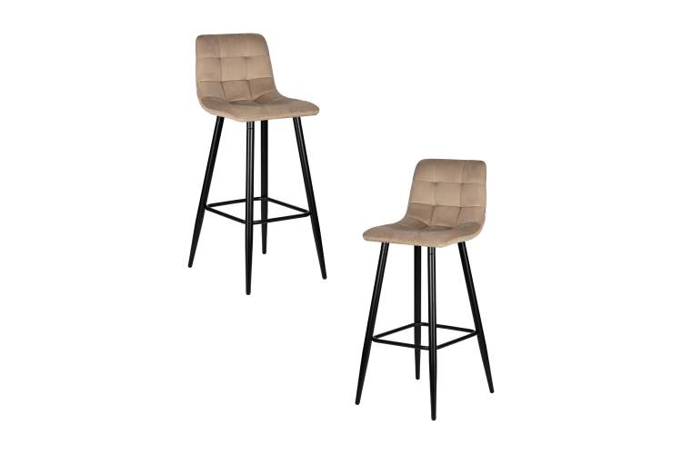 Набор 2 шт Стул барный DOBRIN NICOLE, черные матовые ножки, мокко велюр (108-104)