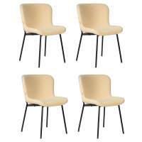 Набор 4 шт Стул обеденный DOBRIN MILO, черные ножки, кремовый букле (UF992-02)