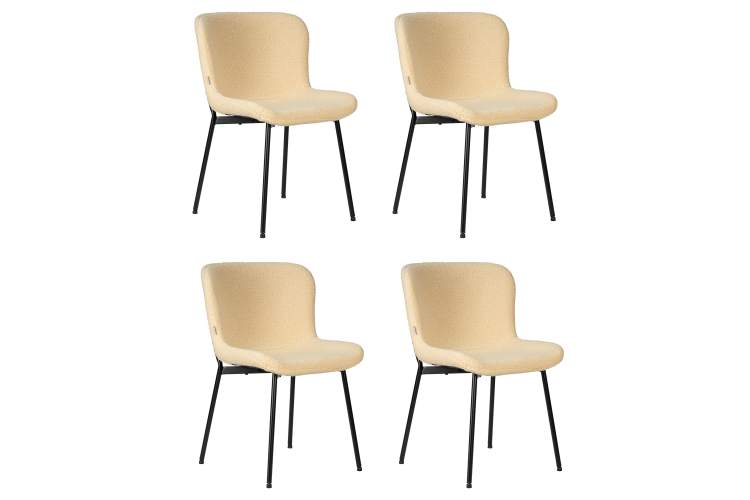 Набор 4 шт Стул обеденный DOBRIN MILO, черные ножки, кремовый букле (UF992-02)