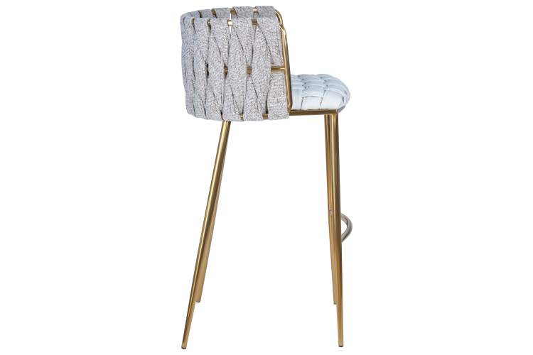 Набор 4 шт Стул барный DOBRIN EMMA GOLD, белый PU (T-01), белая ткань (F-49)-3