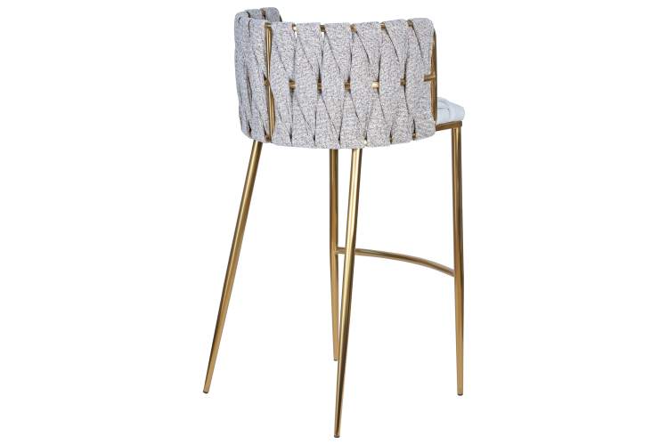 Набор 4 шт Стул барный DOBRIN EMMA GOLD, белый PU (T-01), белая ткань (F-49)-4