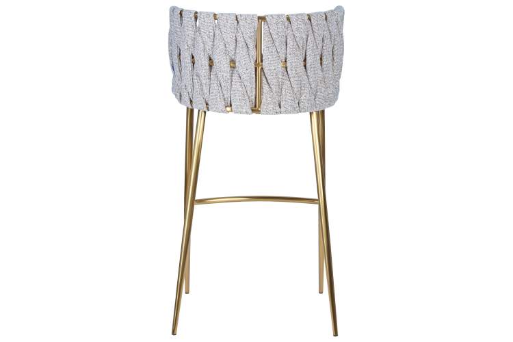 Набор 4 шт Стул барный DOBRIN EMMA GOLD, белый PU (T-01), белая ткань (F-49)-5