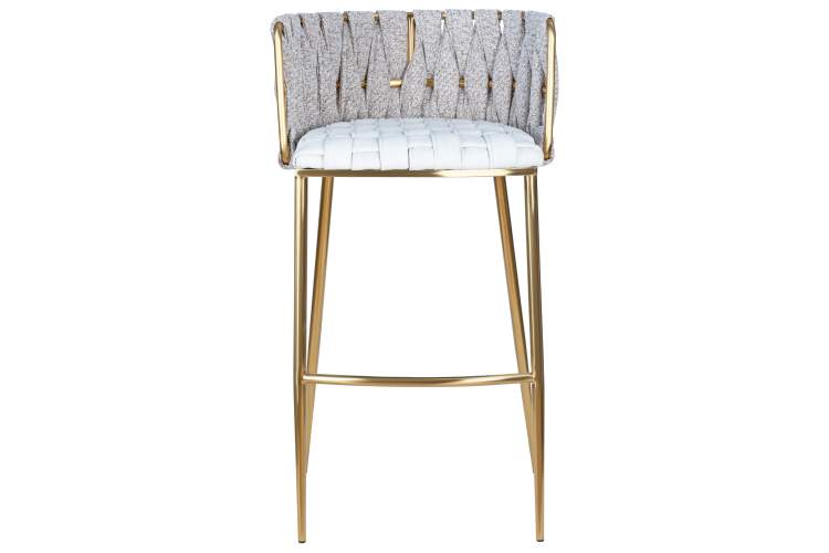 Набор 4 шт Стул барный DOBRIN EMMA GOLD, белый PU (T-01), белая ткань (F-49)-6