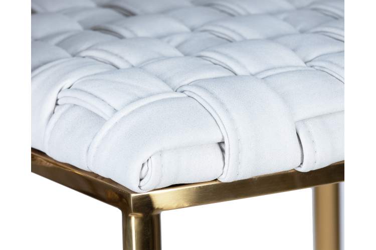 Набор 4 шт Стул барный DOBRIN EMMA GOLD, белый PU (T-01), белая ткань (F-49)-7