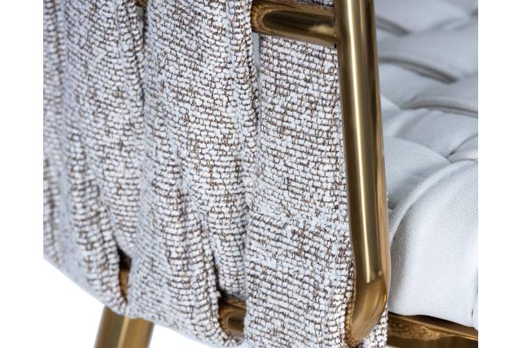 Набор 4 шт Стул барный DOBRIN EMMA GOLD, белый PU (T-01), белая ткань (F-49)-8