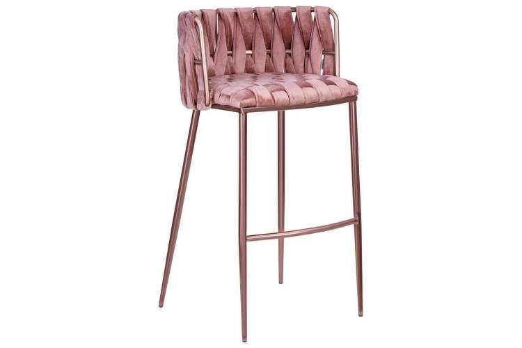 Стул барный DOBRIN EMMA ROSE GOLD, розовый велюр (VF-10)