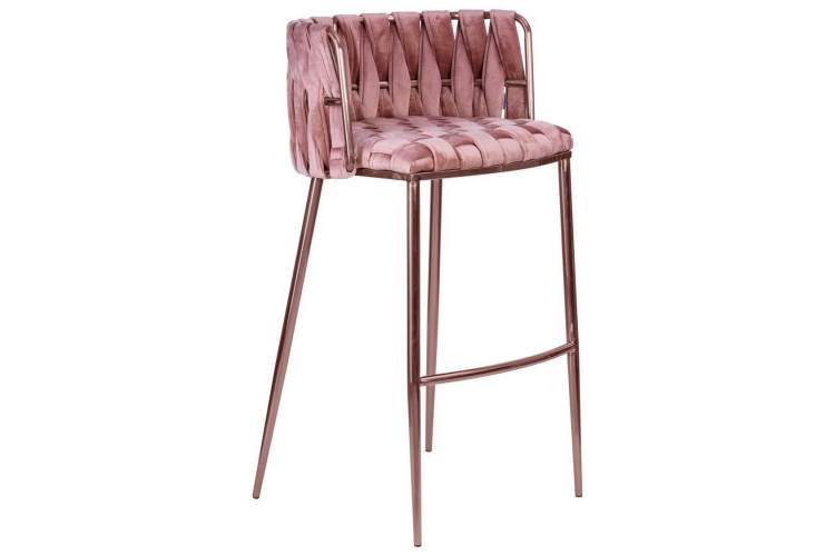 Стул барный DOBRIN EMMA ROSE GOLD, розовый велюр (VF-10)-1
