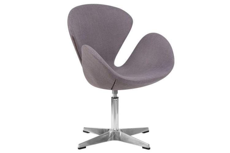 Кресло дизайнерское DOBRIN SWAN, серая ткань IF11, алюминиевое основание