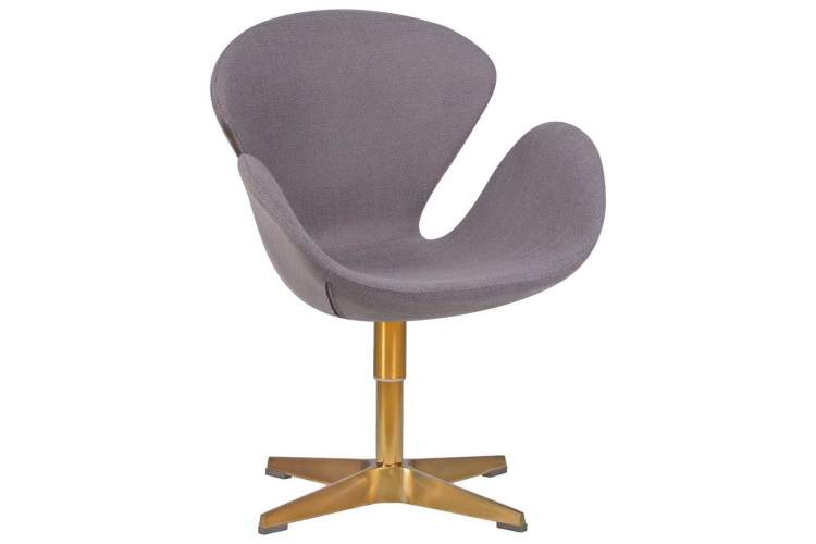 Кресло дизайнерское DOBRIN SWAN, серая ткань IF11, золотое основание-9
