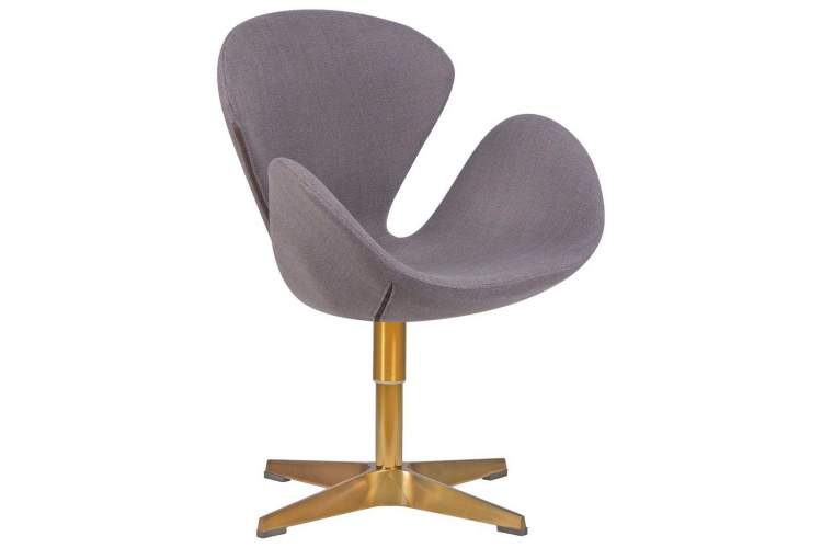 Кресло дизайнерское DOBRIN SWAN, серая ткань IF11, золотое основание