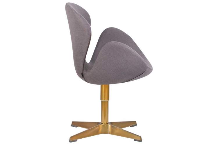 Кресло дизайнерское DOBRIN SWAN, серая ткань IF11, золотое основание-1