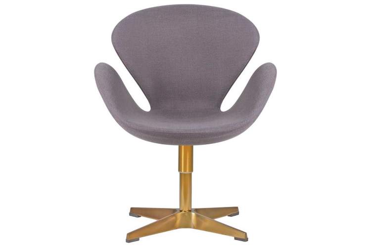 Кресло дизайнерское DOBRIN SWAN, серая ткань IF11, золотое основание-4