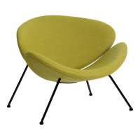 Кресло дизайнерское EMILY, светло-зеленая ткань AF3, черное основание