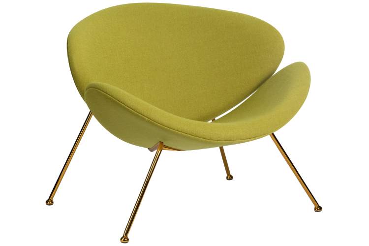 Набор 2 шт Кресло дизайнерское DOBRIN EMILY, светло-зеленая ткань AF3, золотое основание-1