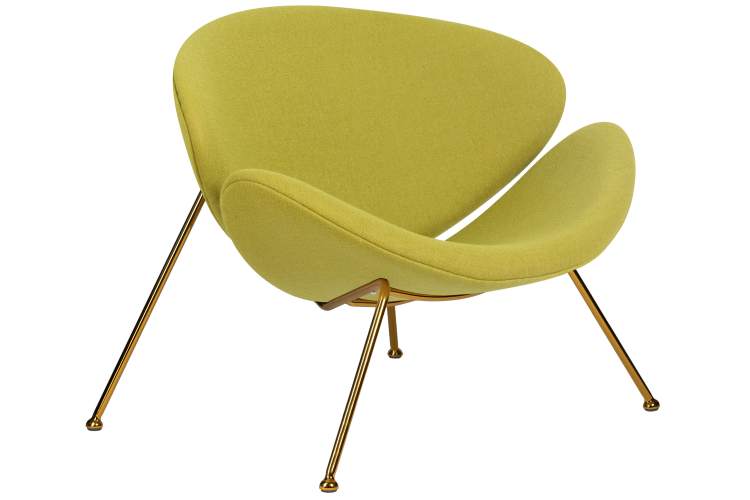 Набор 2 шт Кресло дизайнерское DOBRIN EMILY, светло-зеленая ткань AF3, золотое основание-2