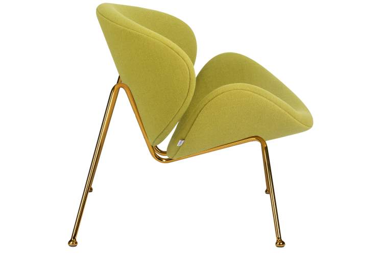 Набор 2 шт Кресло дизайнерское DOBRIN EMILY, светло-зеленая ткань AF3, золотое основание-3