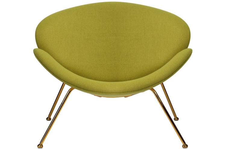 Набор 2 шт Кресло дизайнерское DOBRIN EMILY, светло-зеленая ткань AF3, золотое основание-6