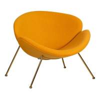 Кресло дизайнерское EMILY, желтая ткань AF13, золотое основание