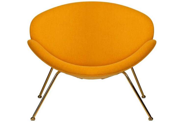 Кресло дизайнерское DOBRIN EMILY, желтая ткань AF13, золотое основание-5