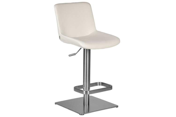Стул барный DOBRIN ALDO, белый PU P23, основание из нержавеющей стали