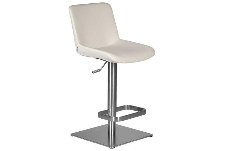 Стул барный DOBRIN ALDO, белый PU P23, основание из нержавеющей стали-1