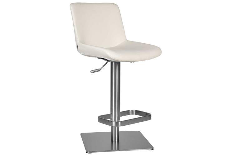 Стул барный DOBRIN ALDO, белый PU P23, основание из нержавеющей стали-6