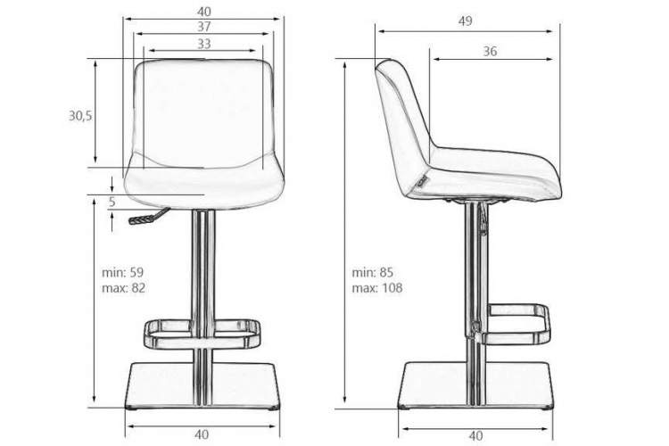 Стул барный DOBRIN ALDO, белый PU P23, основание из нержавеющей стали-12
