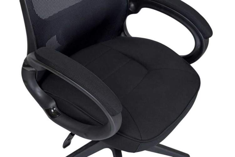 Офисное кресло для руководителей DOBRIN STEVEN BLACK, чёрный пластик, чёрная ткань-6